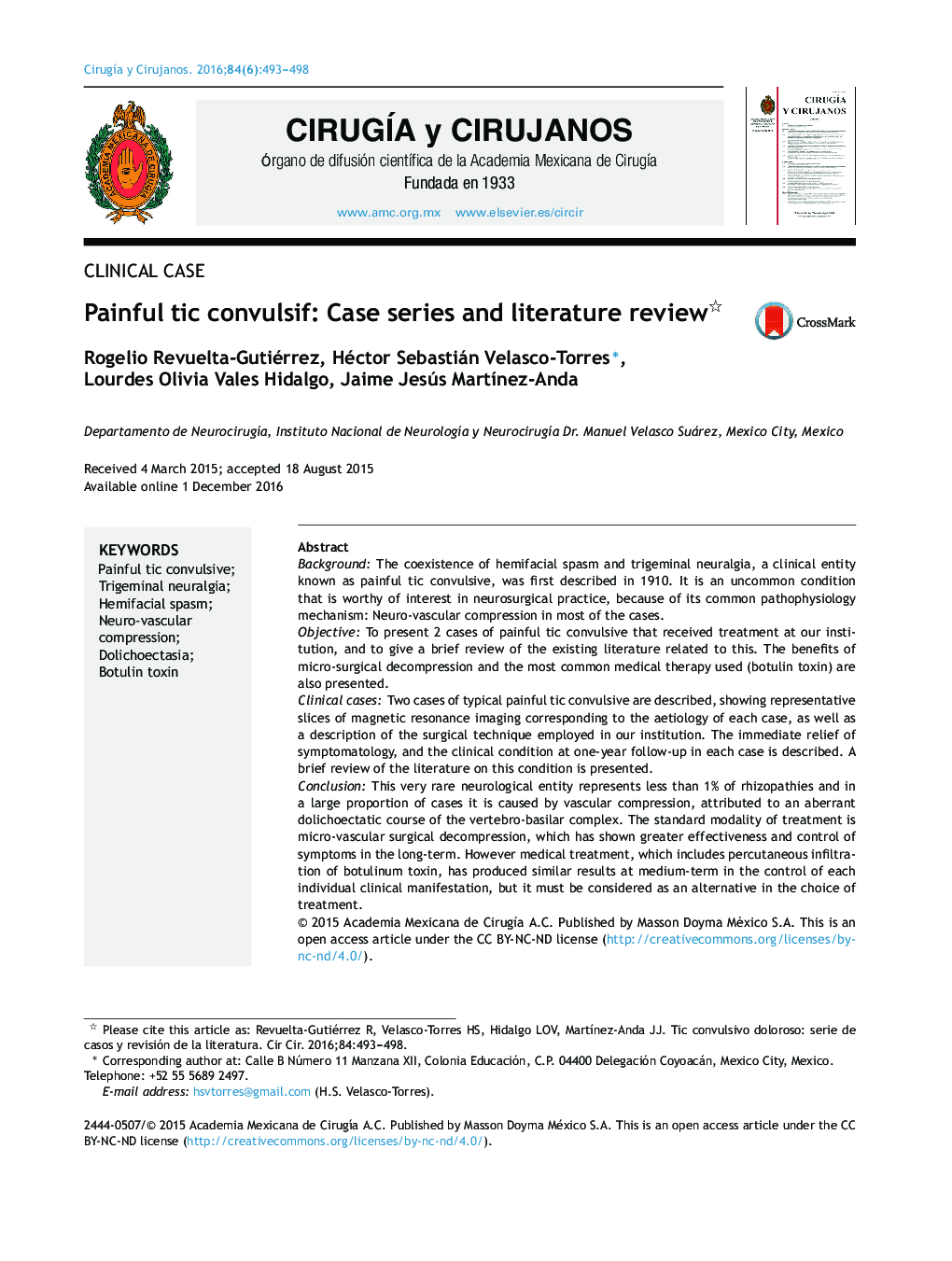 Painful tic convulsif: Case series and literature review