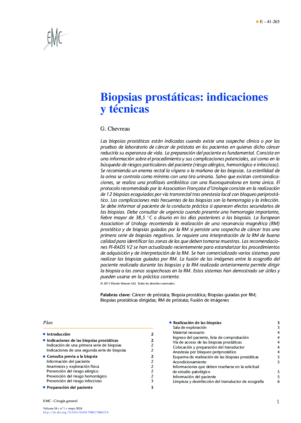 Biopsias prostáticas: indicaciones y técnicas