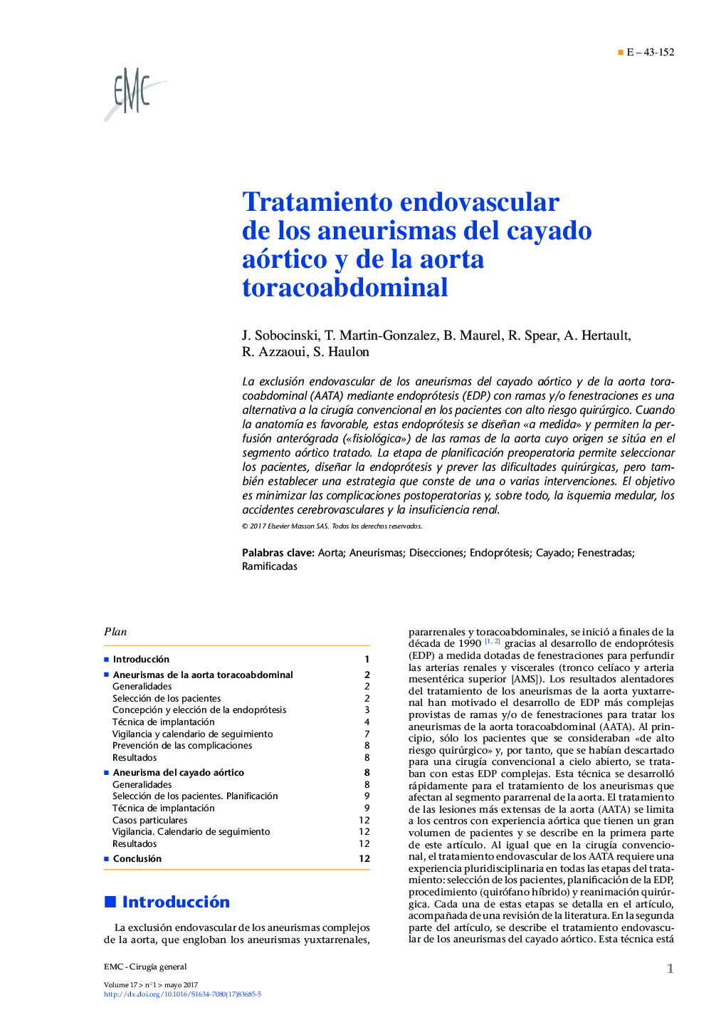 Tratamiento endovascular de los aneurismas del cayado aórtico y de la aorta toracoabdominal