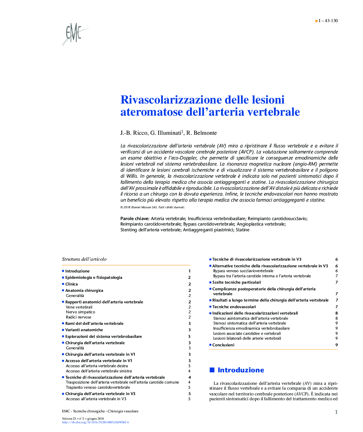 Rivascolarizzazione delle lesioni ateromatose dell'arteria vertebrale