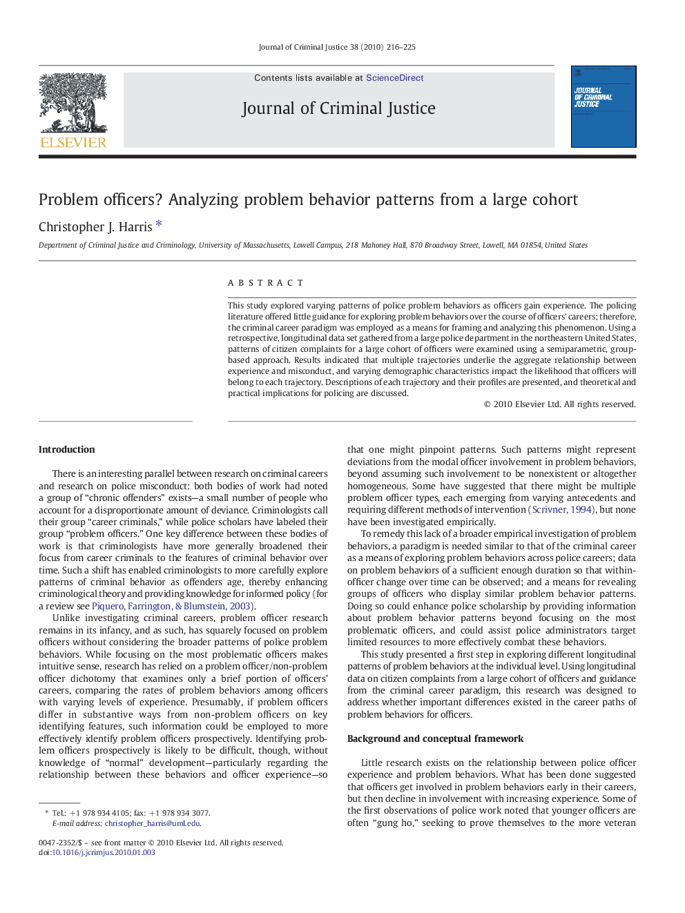 Problem officers? Analyzing problem behavior patterns from a large cohort