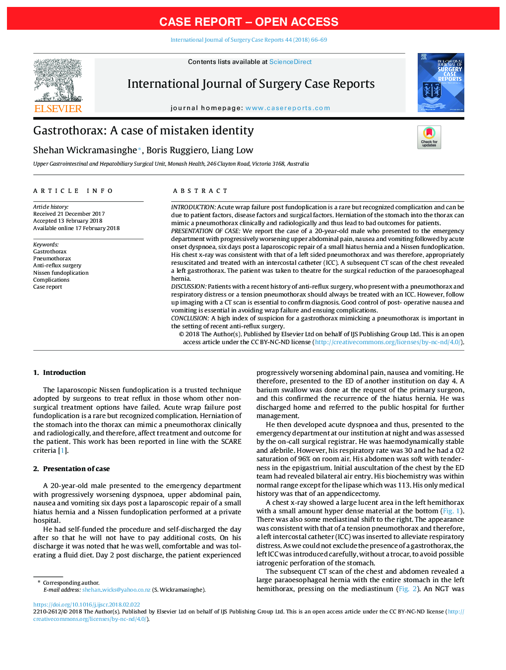 Gastrothorax: A case of mistaken identity