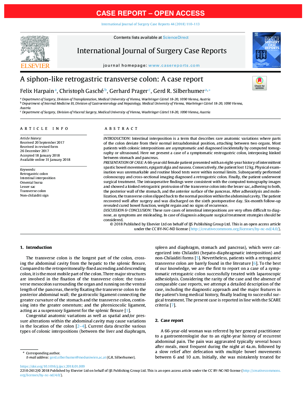 A siphon-like retrogastric transverse colon: A case report