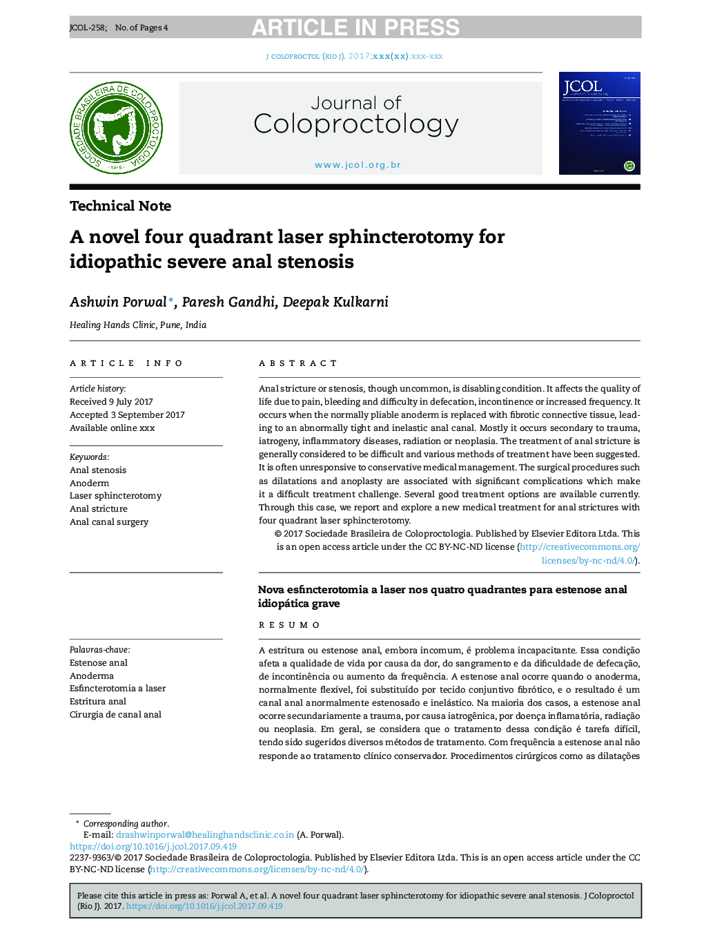 A novel four quadrant laser sphincterotomy for idiopathic severe anal stenosis