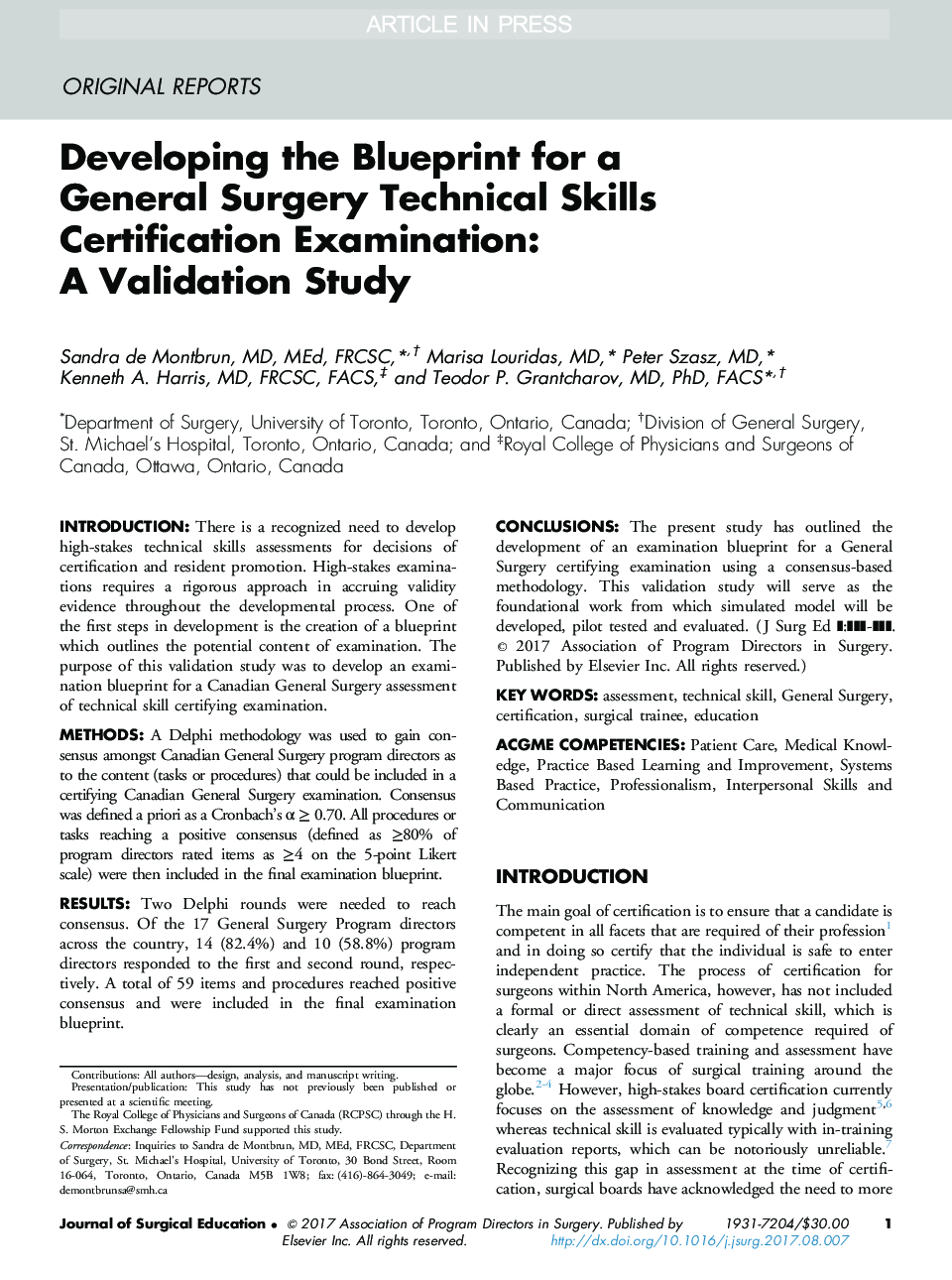 در حال توسعه طرح برای آزمون گواهینامه مهارت های فنی جراحی عمومی: یک مطالعه معتبر 
