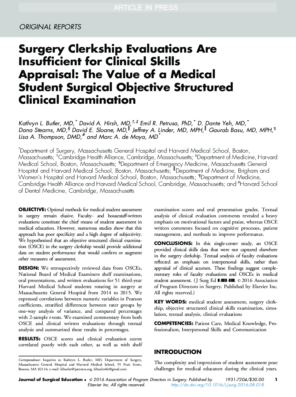 Surgery Clerkship Evaluations Are Insufficient for Clinical Skills Appraisal: The Value of a Medical Student Surgical Objective Structured Clinical Examination