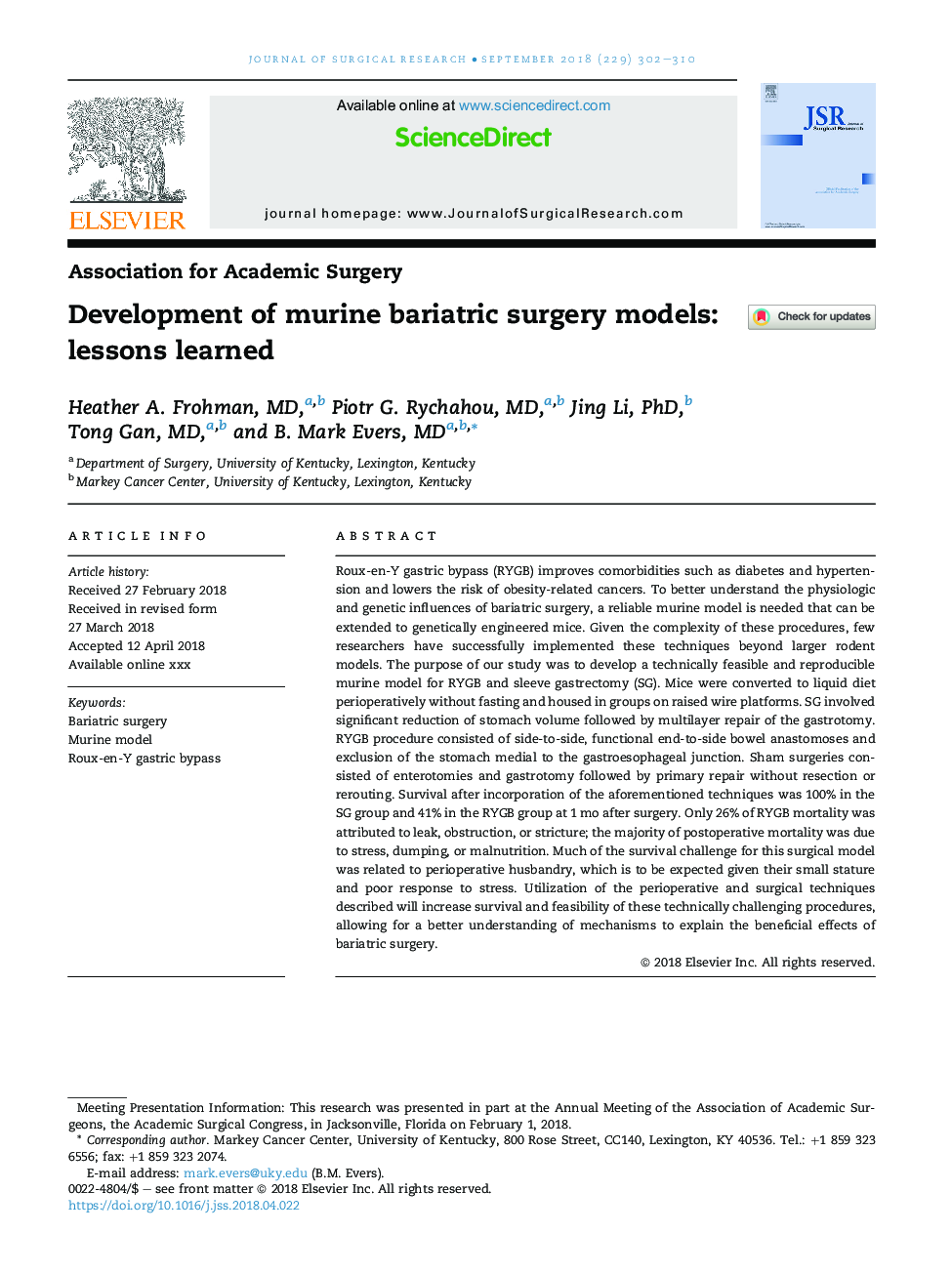 Development of murine bariatric surgery models: lessons learned