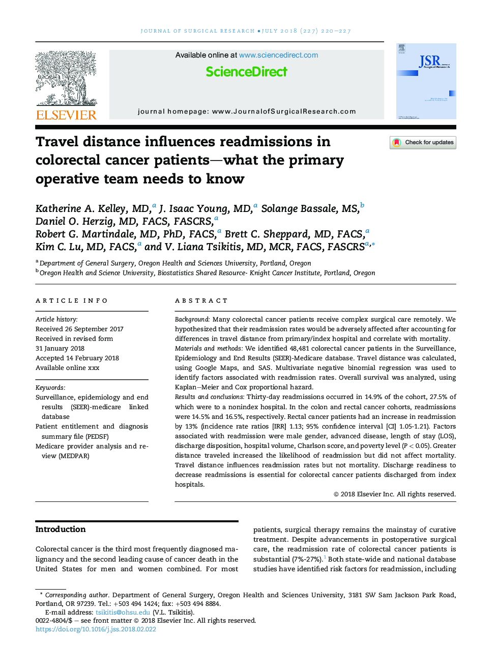 Travel distance influences readmissions in colorectal cancer patients-what the primary operative team needs to know