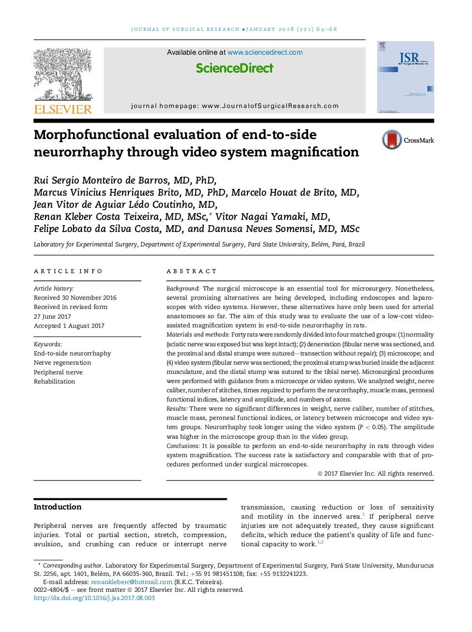 Morphofunctional evaluation of end-to-side neurorrhaphy through video system magnification