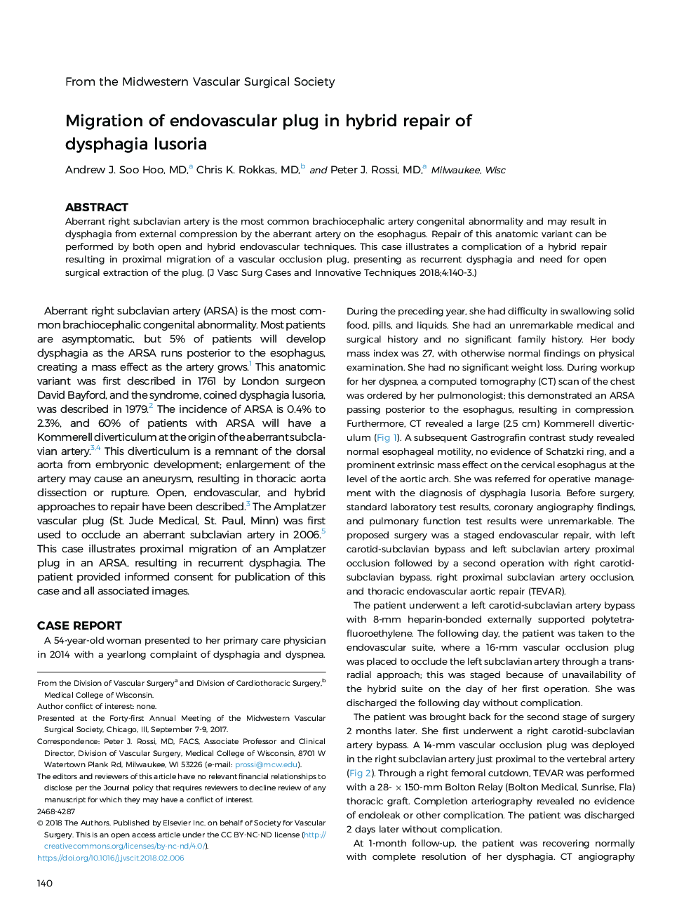 Migration of endovascular plug in hybrid repair of dysphagia lusoria