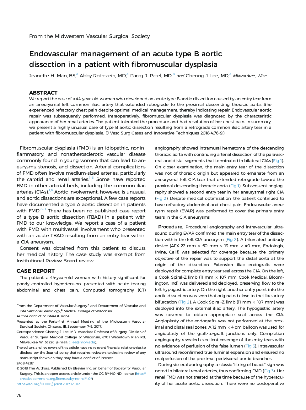 Endovascular management of an acute type B aortic dissection in a patient with fibromuscular dysplasia