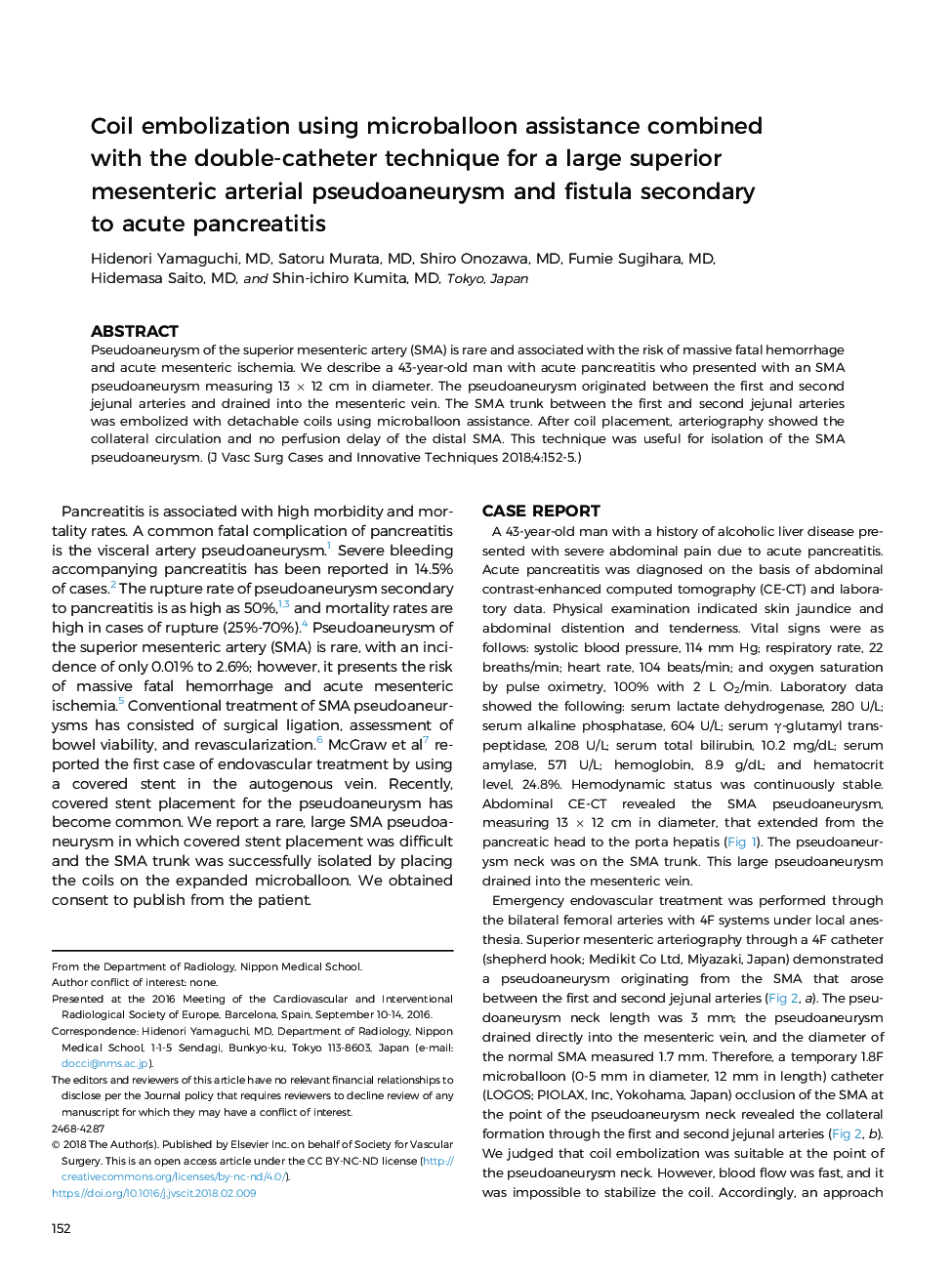 Coil embolization using microballoon assistance combined with the double-catheter technique for a large superior mesenteric arterial pseudoaneurysm and fistula secondary to acute pancreatitis