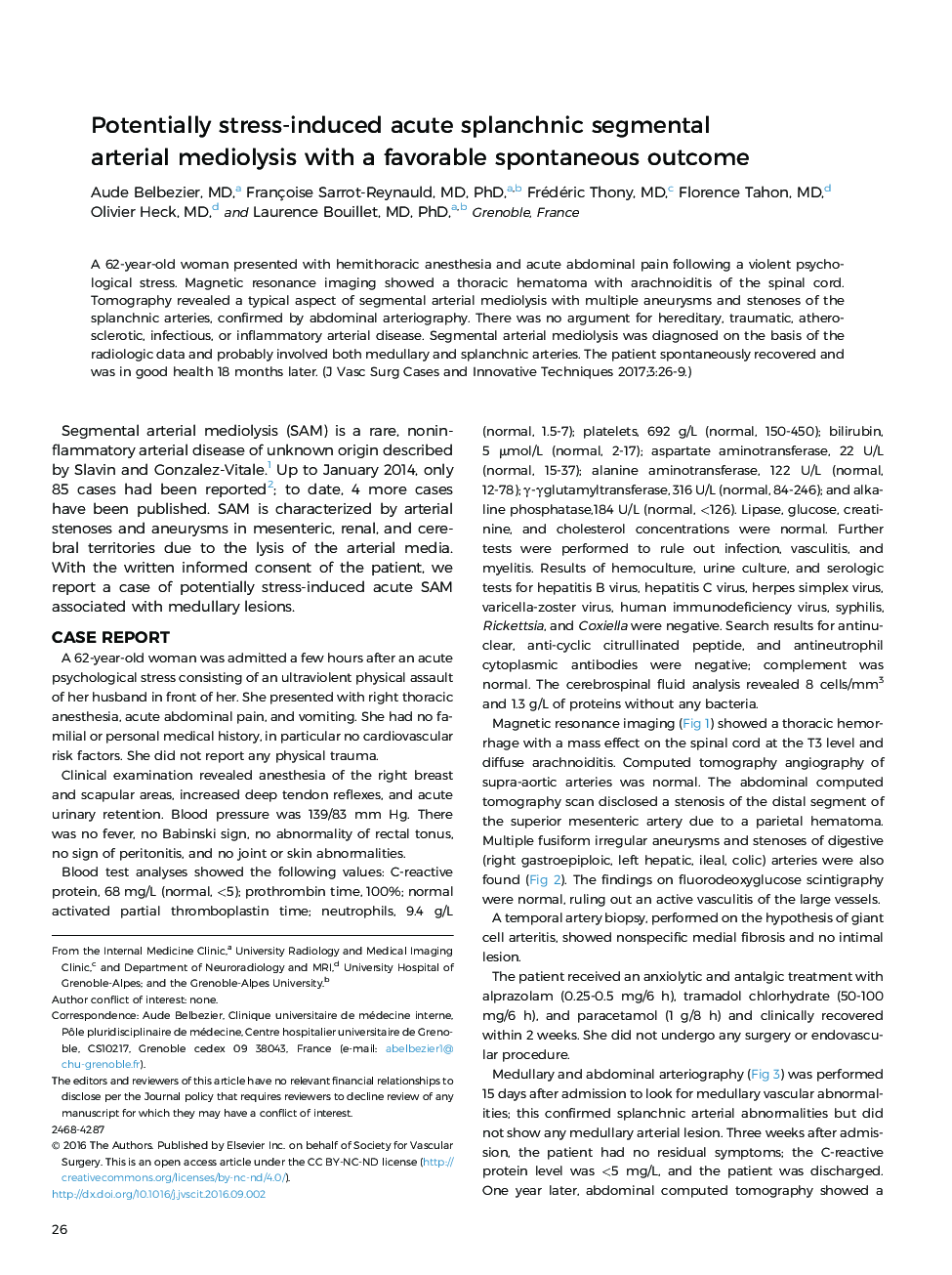 Potentially stress-induced acute splanchnic segmental arterialÂ mediolysis with a favorable spontaneous outcome