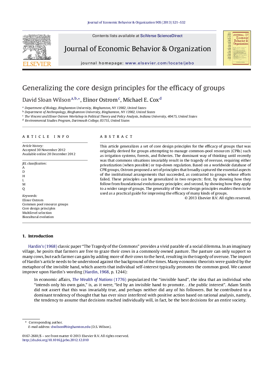 Generalizing the core design principles for the efficacy of groups