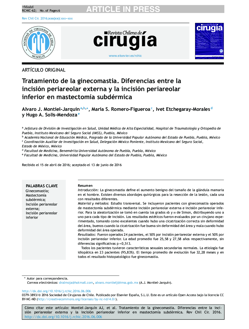 Tratamiento de la ginecomastia. Diferencias entre la incisión periareolar externa y la incisión periareolar inferior en mastectomÃ­a subdérmica