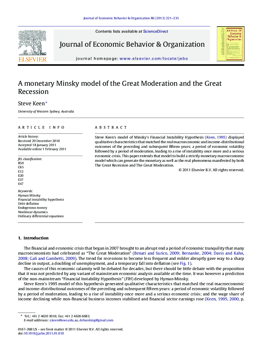 A monetary Minsky model of the Great Moderation and the Great Recession