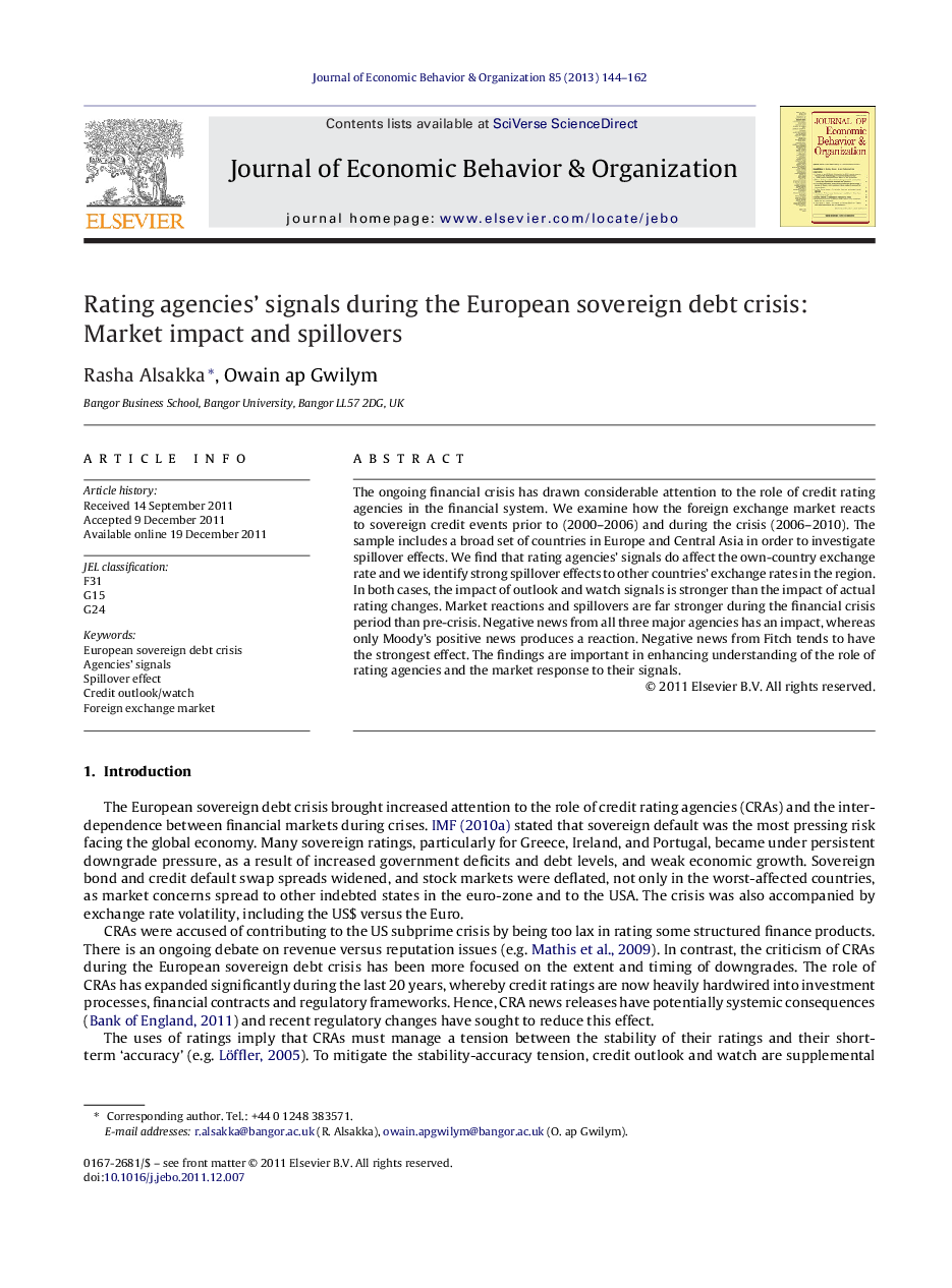 Rating agencies’ signals during the European sovereign debt crisis: Market impact and spillovers