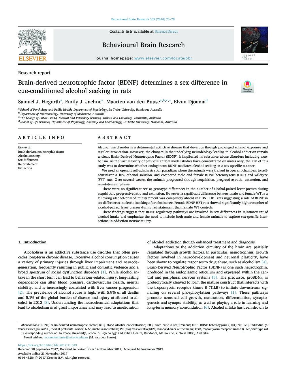 Brain-derived neurotrophic factor (BDNF) determines a sex difference in cue-conditioned alcohol seeking in rats