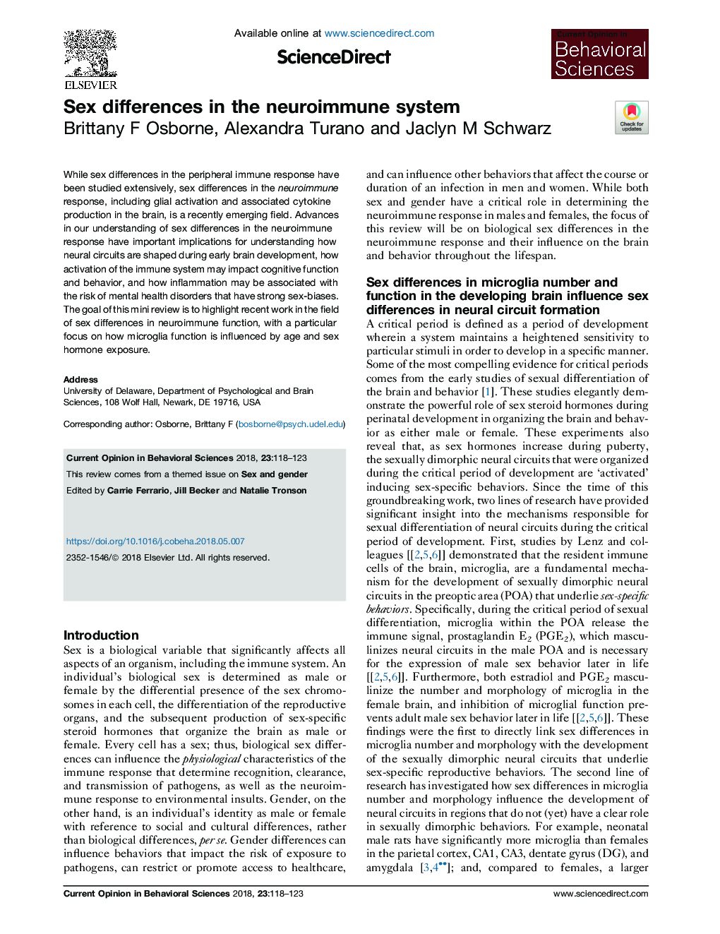 Sex differences in the neuroimmune system