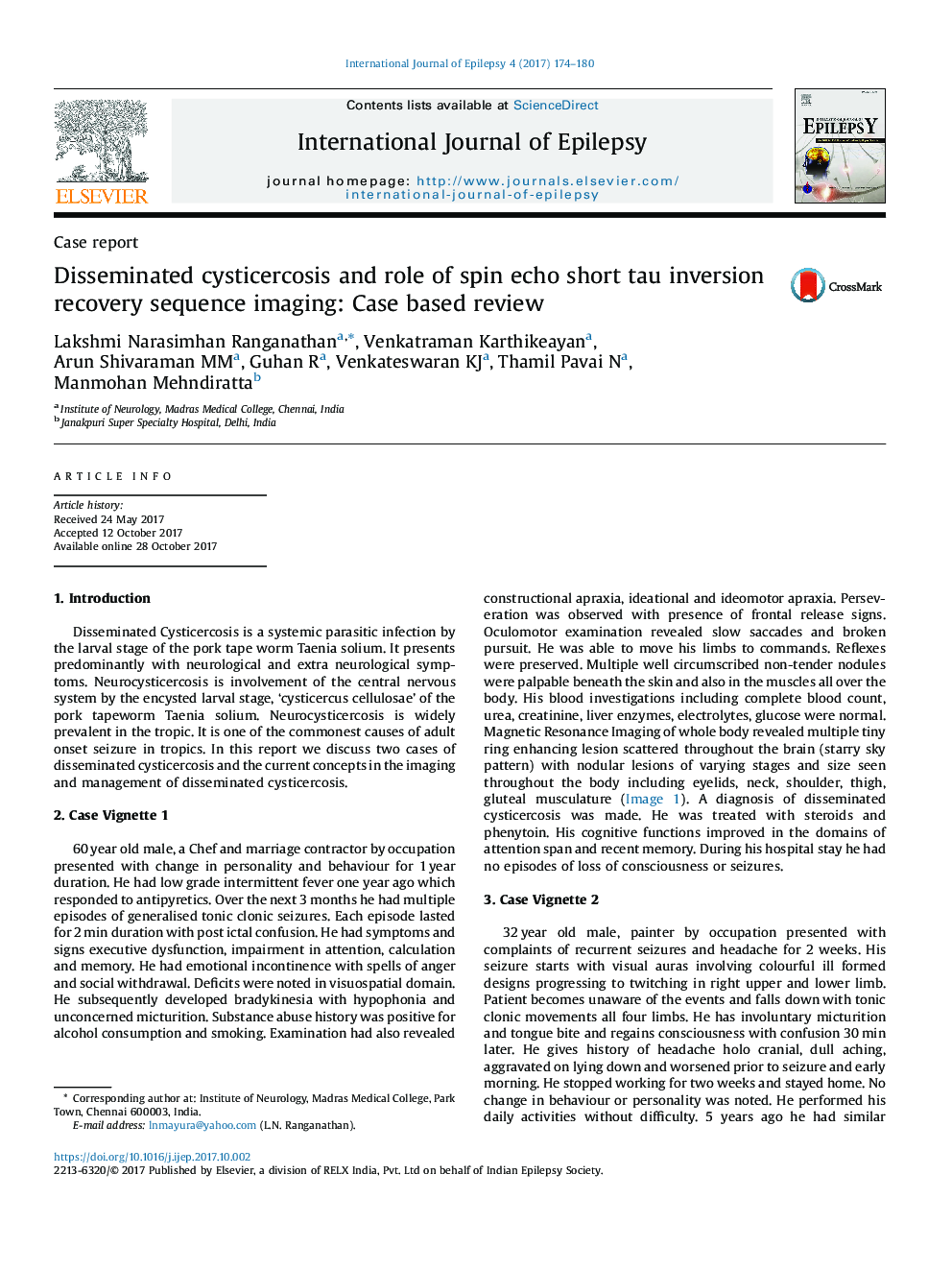 Disseminated cysticercosis and role of spin echo short tau inversion recovery sequence imaging: Case based review