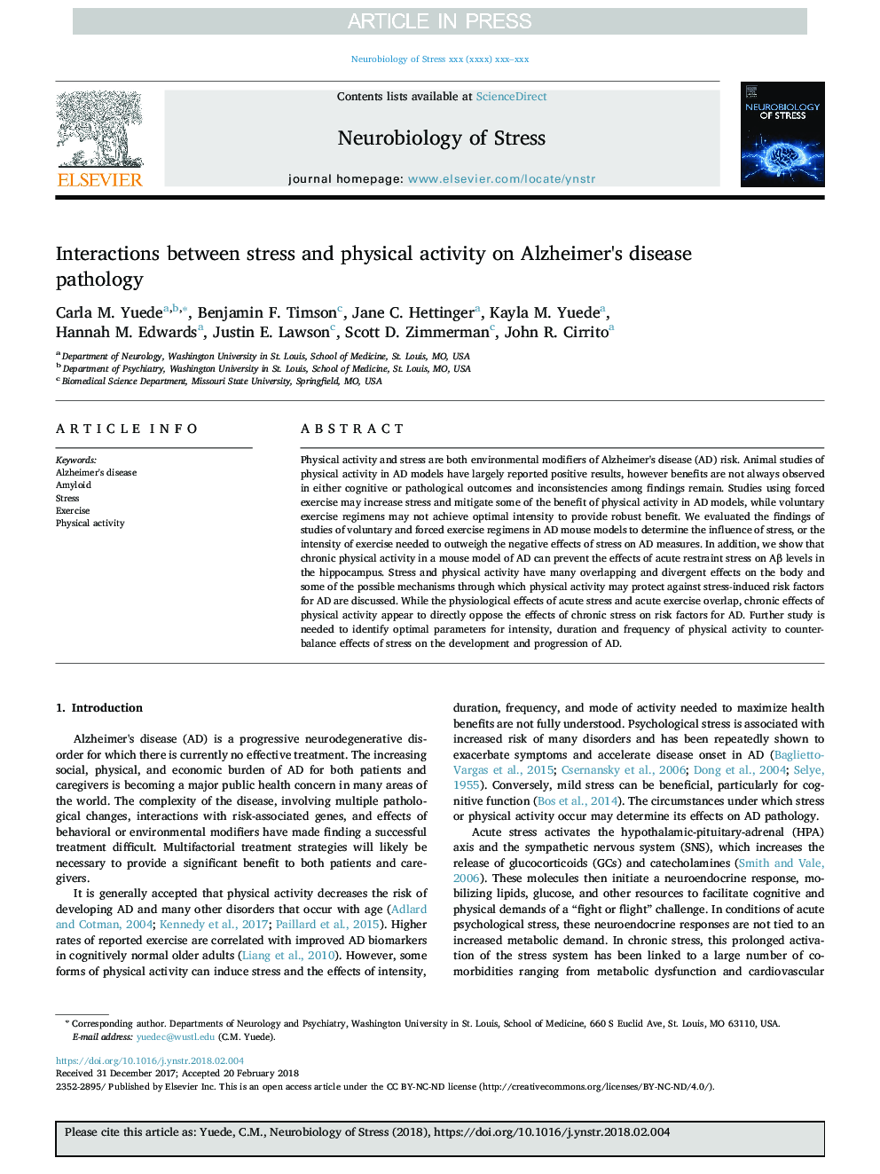 Interactions between stress and physical activity on Alzheimer's disease pathology