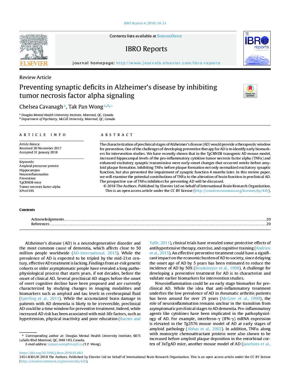 Preventing synaptic deficits in Alzheimer's disease by inhibiting tumor necrosis factor alpha signaling