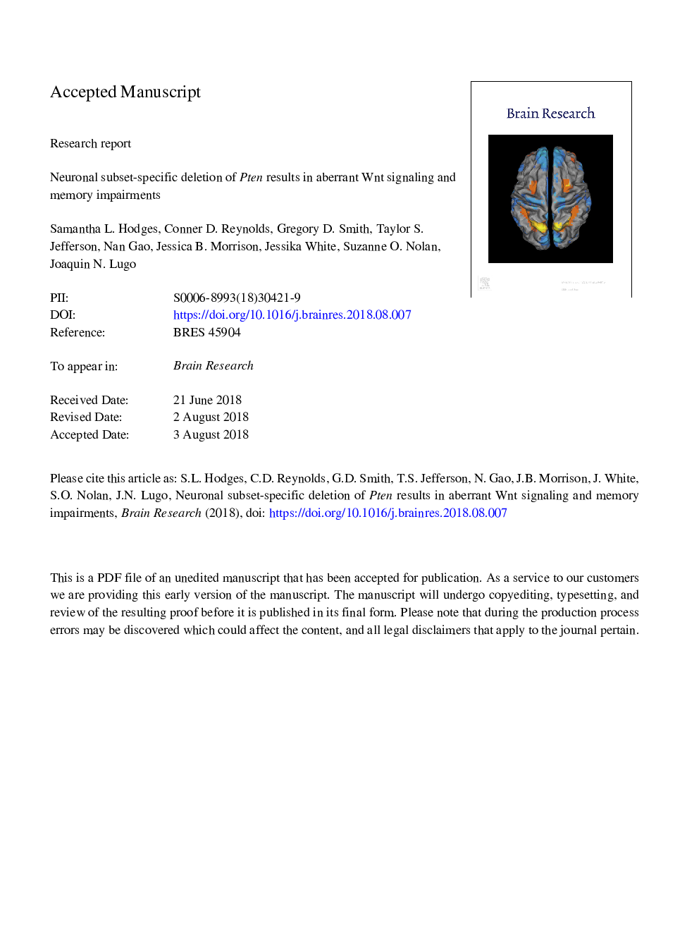 Neuronal subset-specific deletion of Pten results in aberrant Wnt signaling and memory impairments