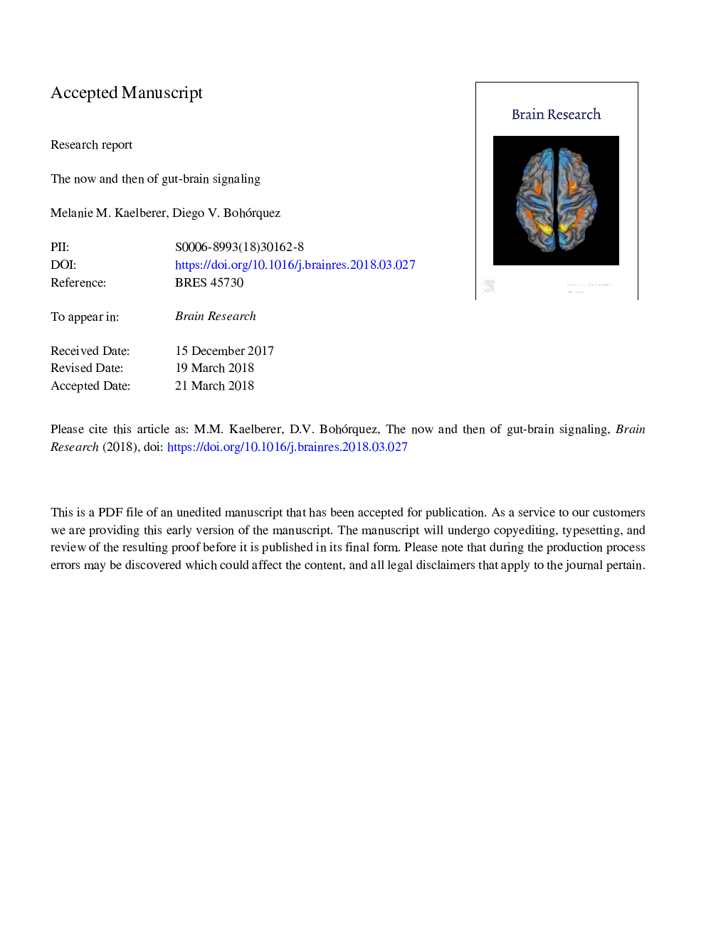 The now and then of gut-brain signaling