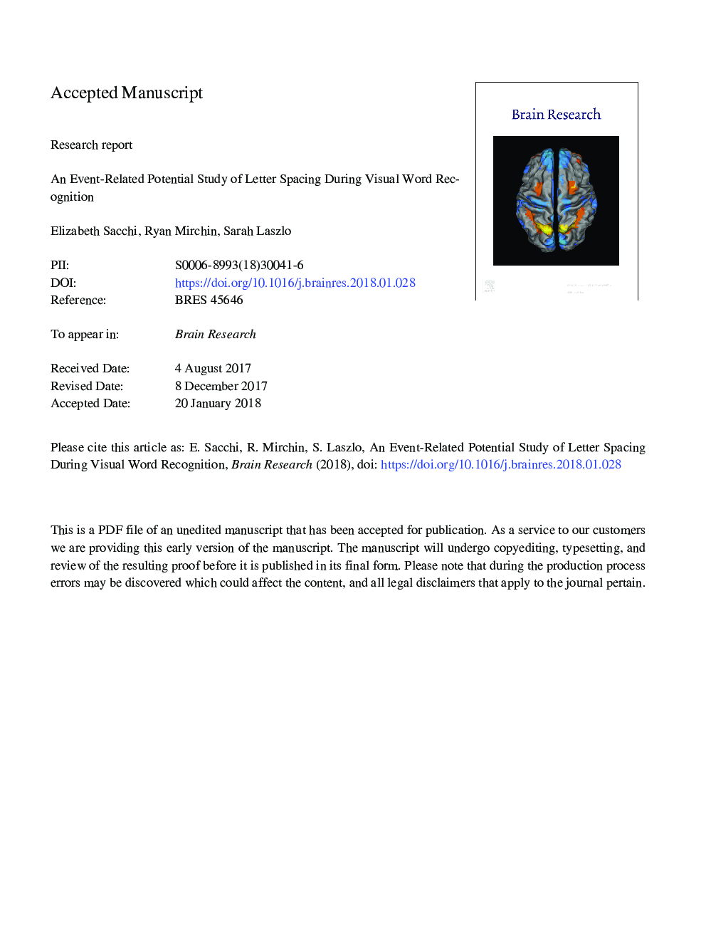 An Event-Related Potential study of letter spacing during visual word recognition