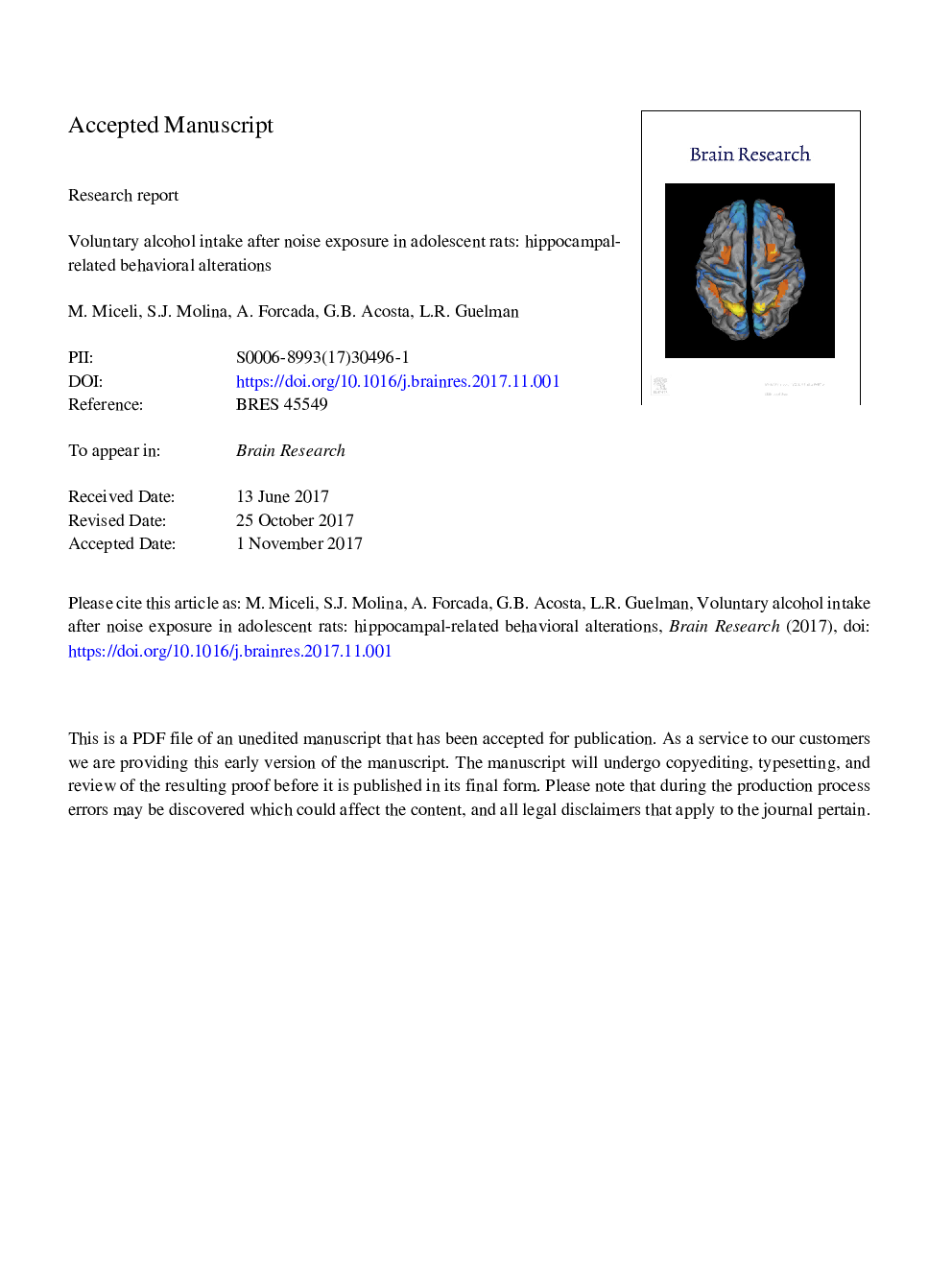 Voluntary alcohol intake after noise exposure in adolescent rats: Hippocampal-related behavioral alterations