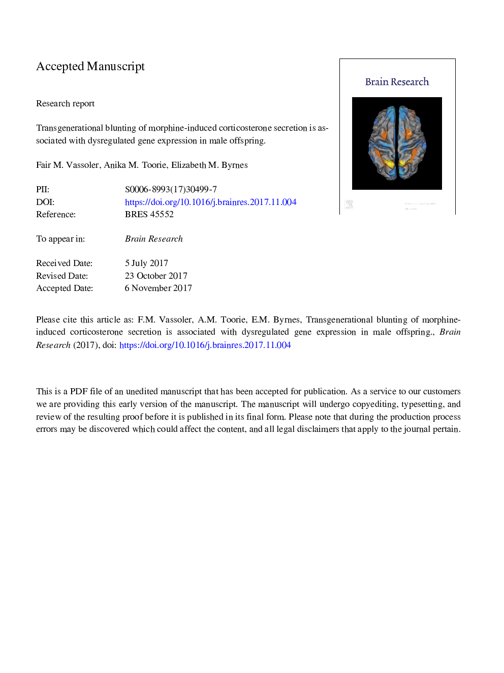 Transgenerational blunting of morphine-induced corticosterone secretion is associated with dysregulated gene expression in male offspring