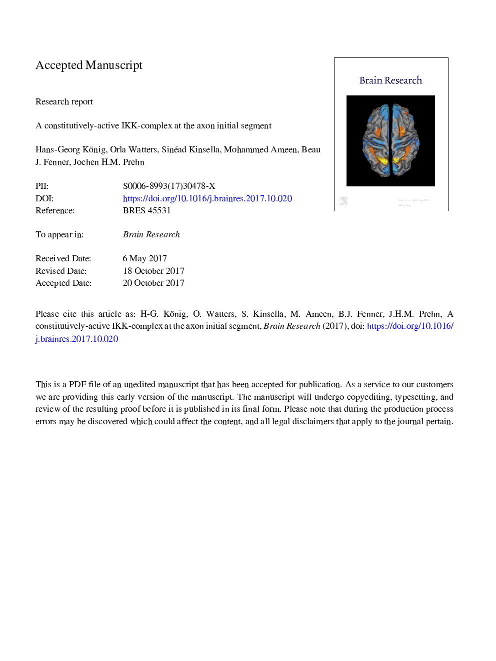 A constitutively-active IKK-complex at the axon initial segment