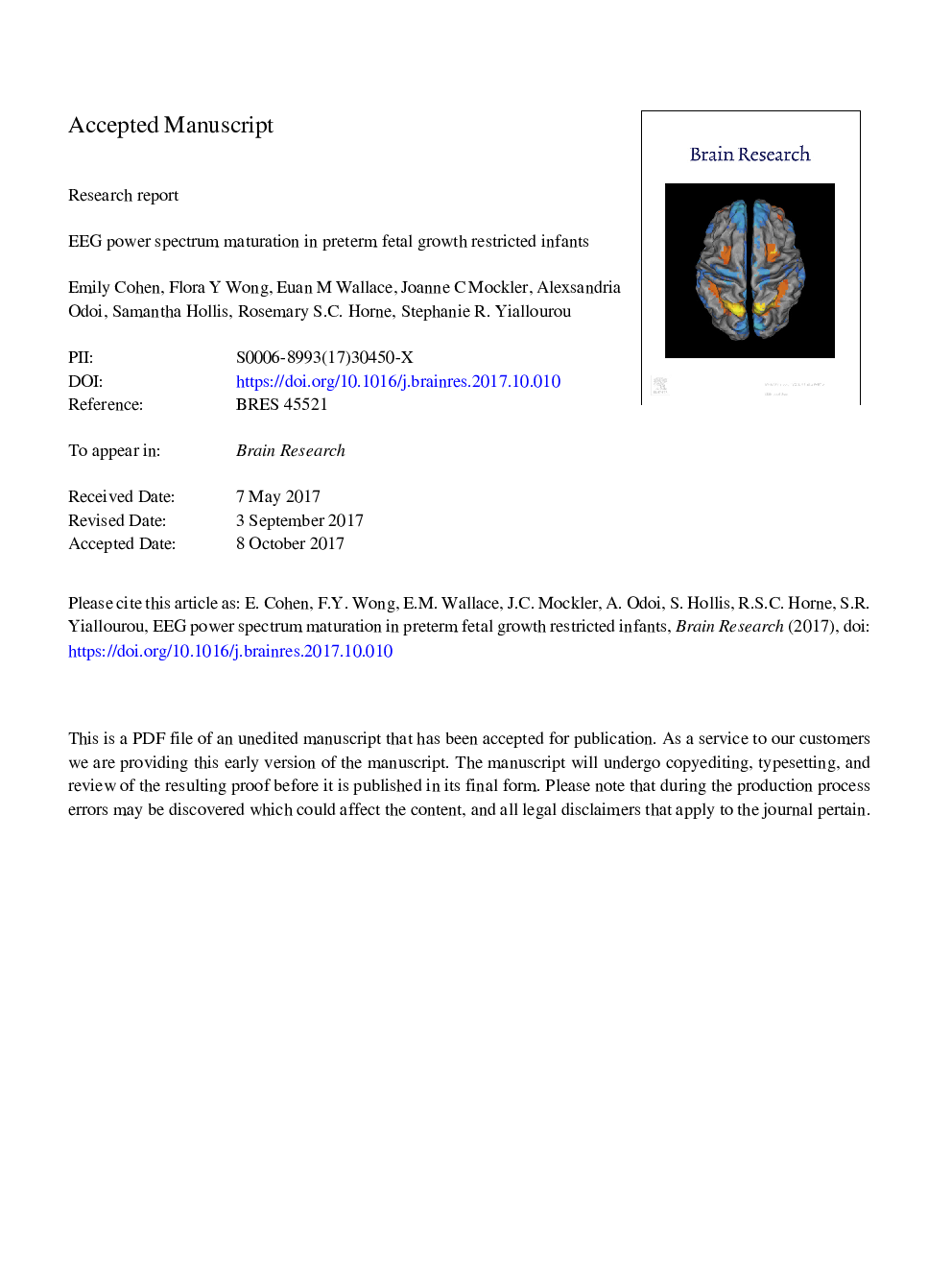 EEG power spectrum maturation in preterm fetal growth restricted infants