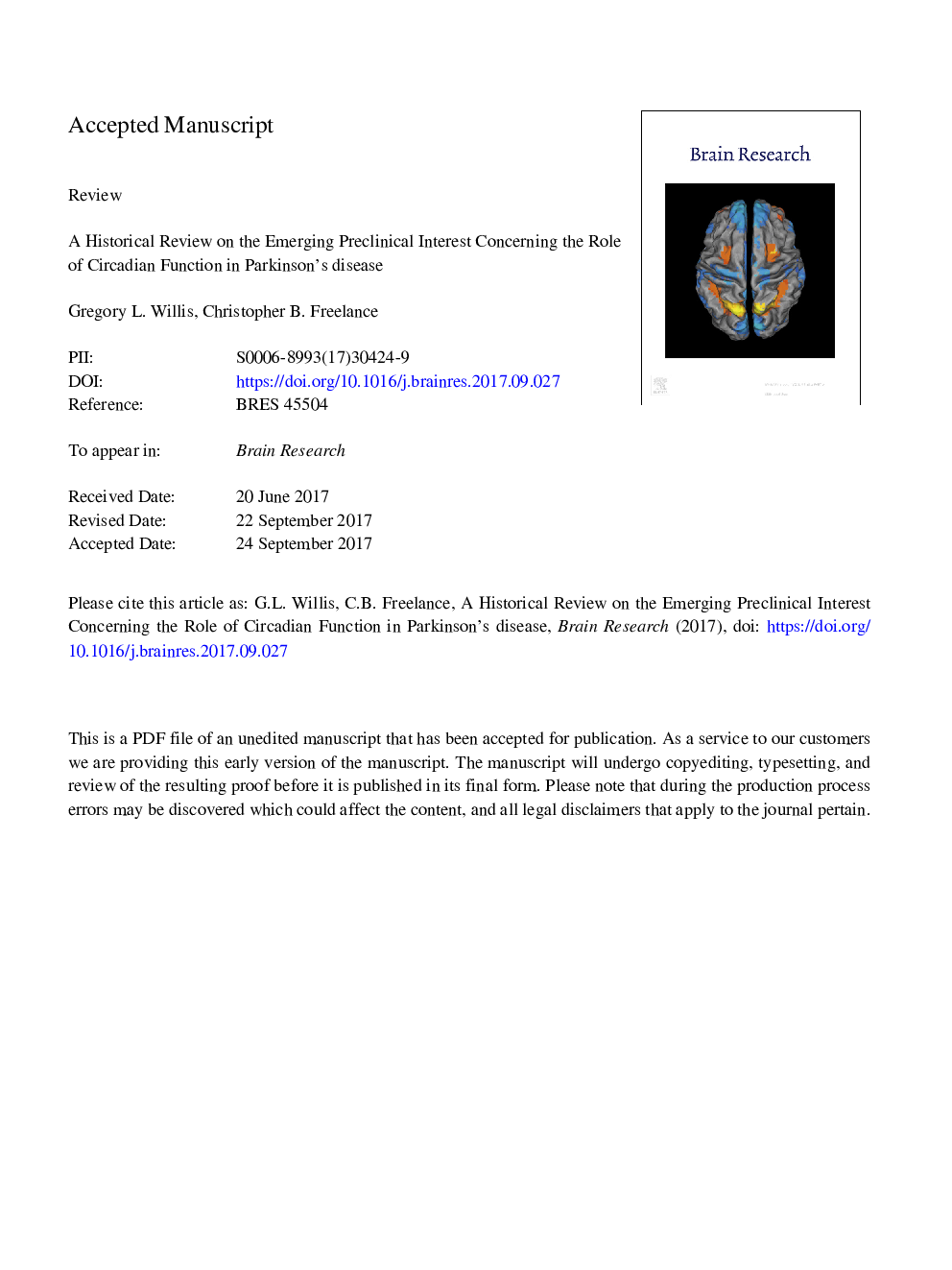 Emerging preclinical interest concerning the role of circadian function in Parkinson's disease