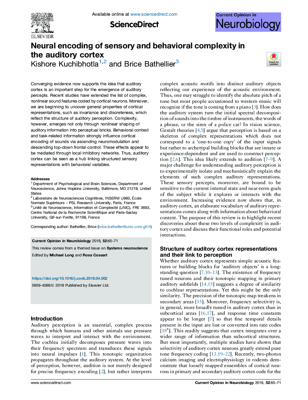 Neural encoding of sensory and behavioral complexity in the auditory cortex