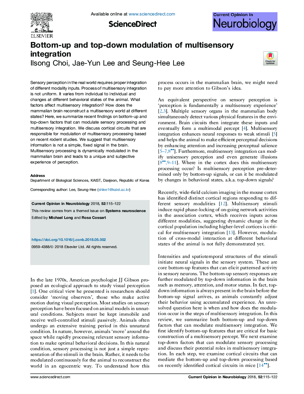 Bottom-up and top-down modulation of multisensory integration