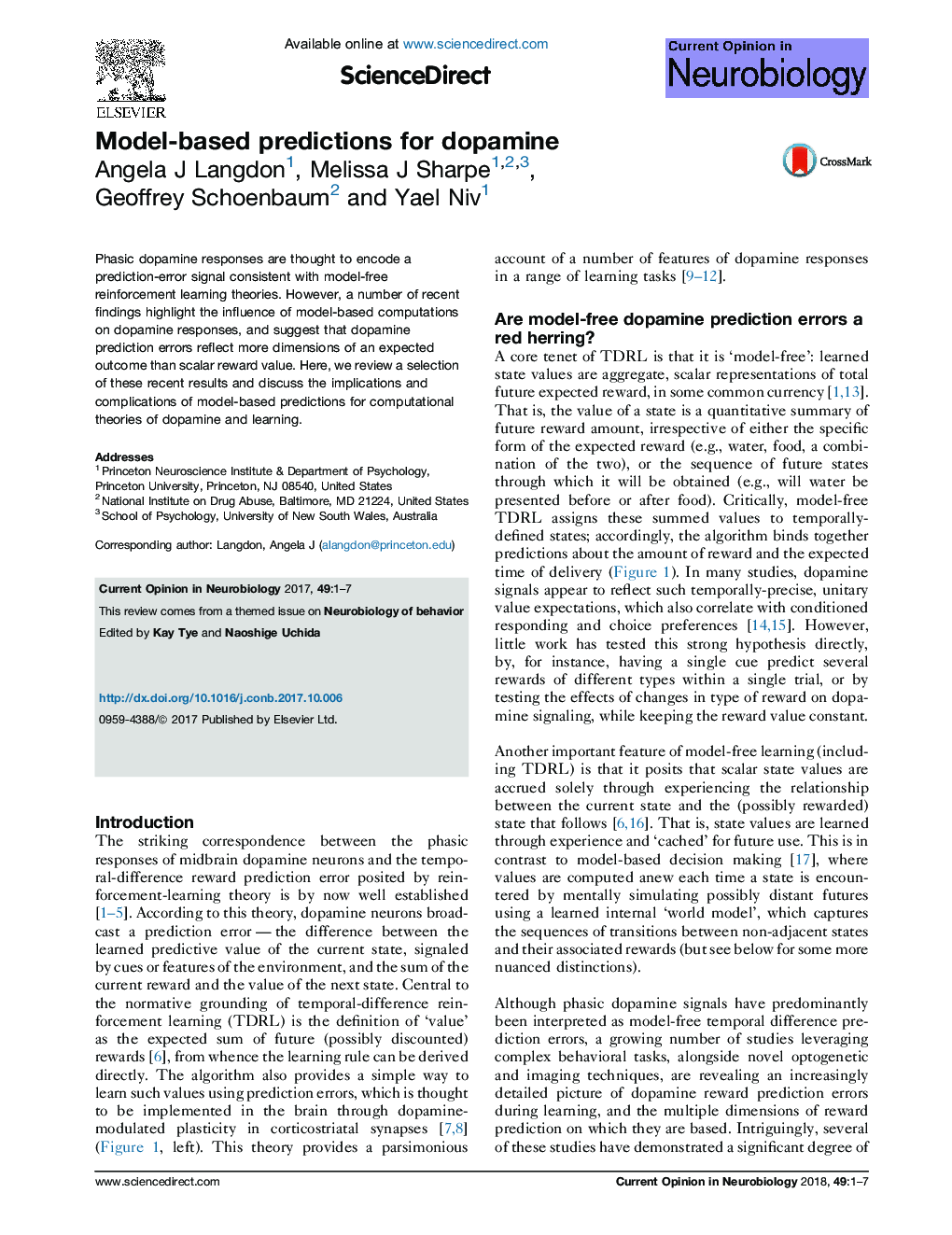 Model-based predictions for dopamine