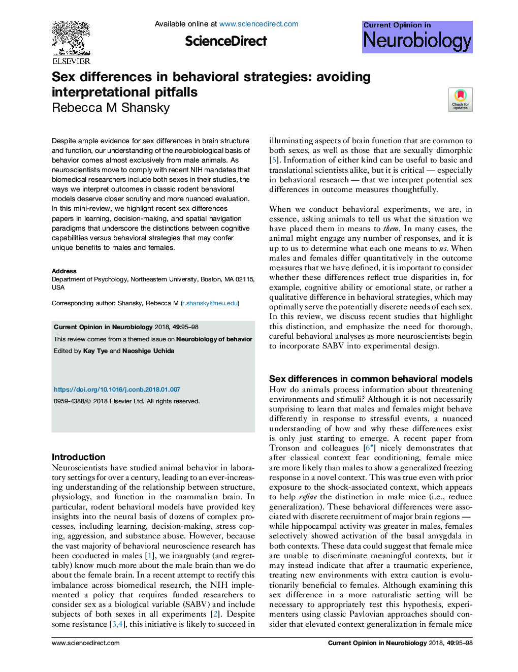 Sex differences in behavioral strategies: avoiding interpretational pitfalls