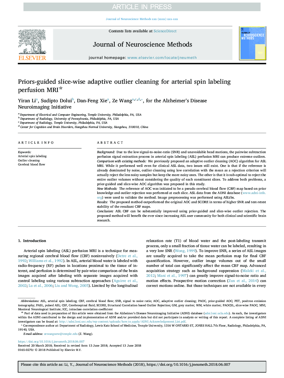 Priors-guided slice-wise adaptive outlier cleaning for arterial spin labeling perfusion MRI