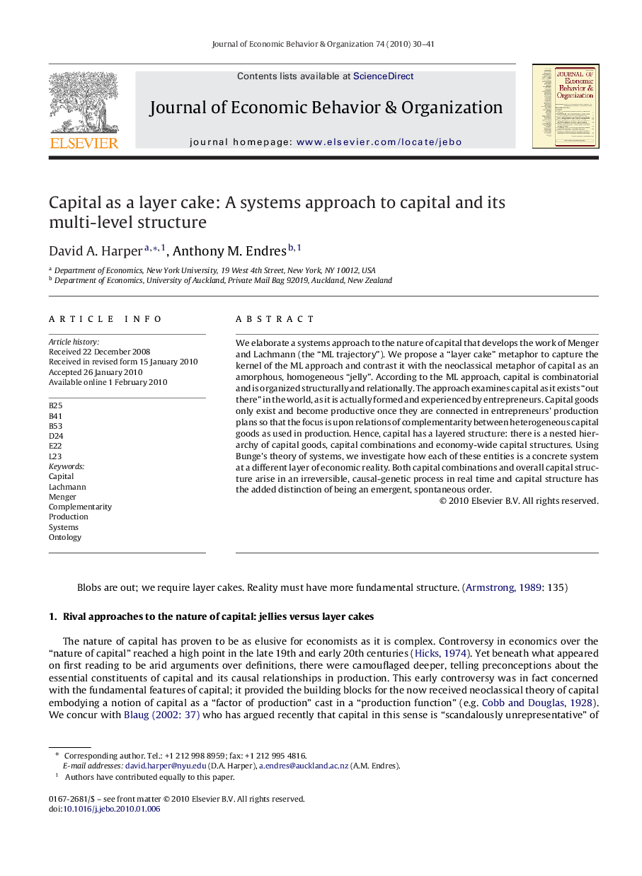 Capital as a layer cake: A systems approach to capital and its multi-level structure