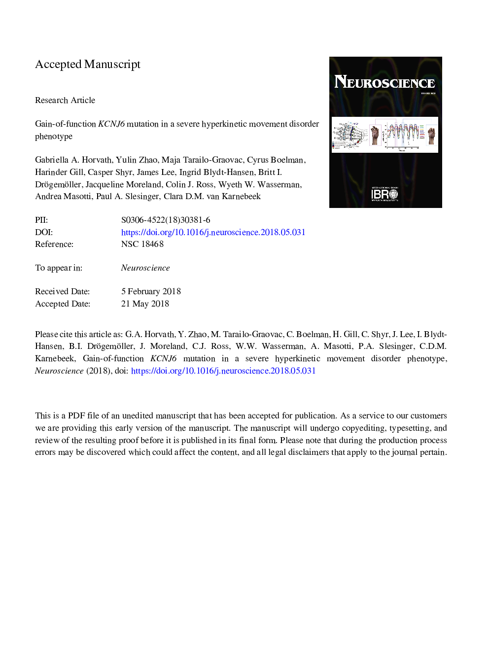 Gain-of-function KCNJ6 Mutation in a Severe Hyperkinetic Movement Disorder Phenotype