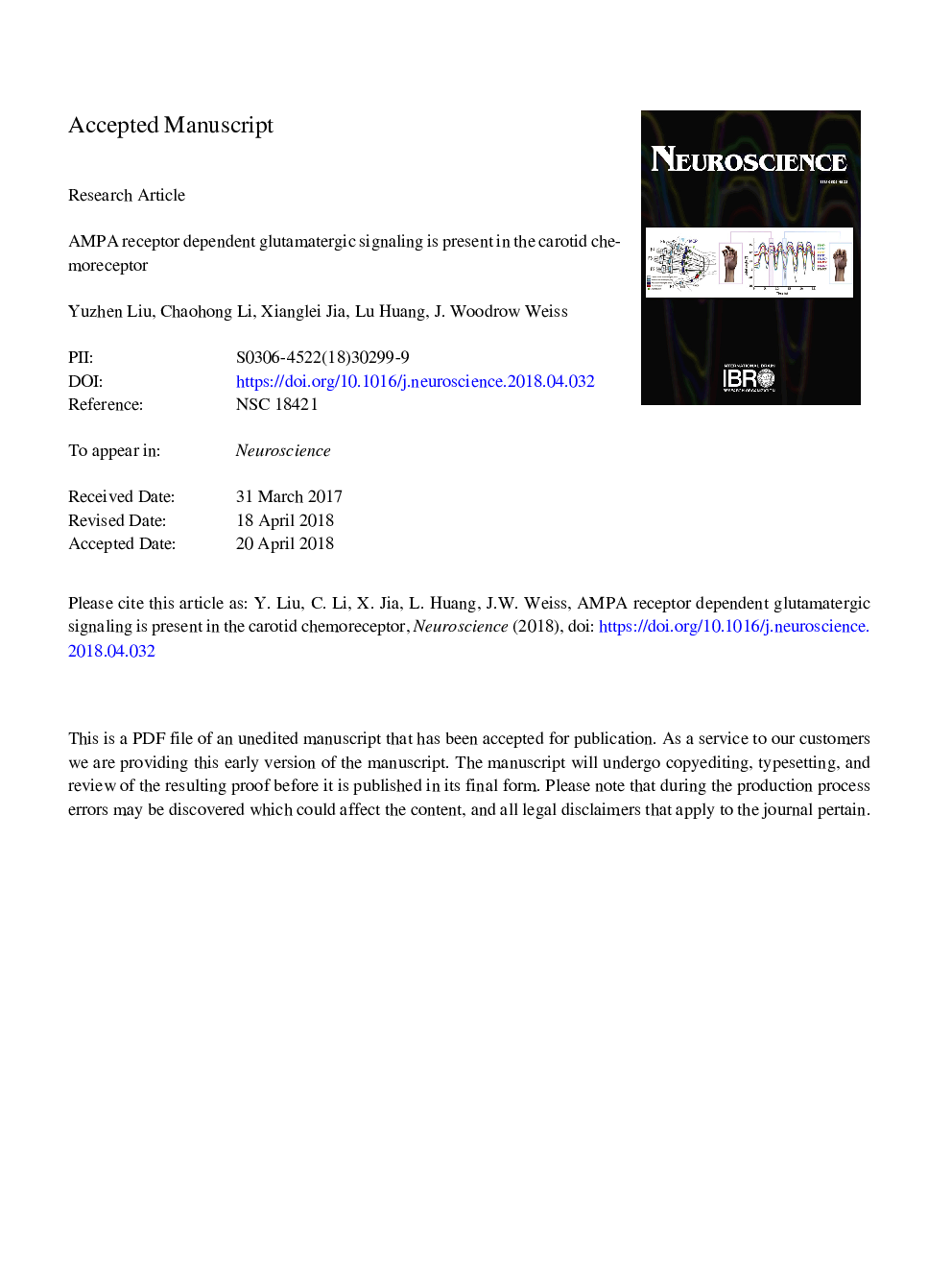 AMPA Receptor-Dependent Glutamatergic Signaling is Present in the Carotid Chemoreceptor
