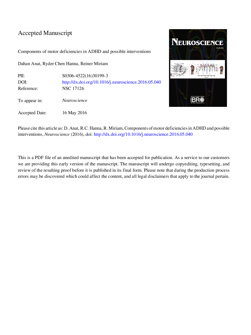 Components of Motor Deficiencies in ADHD and Possible Interventions