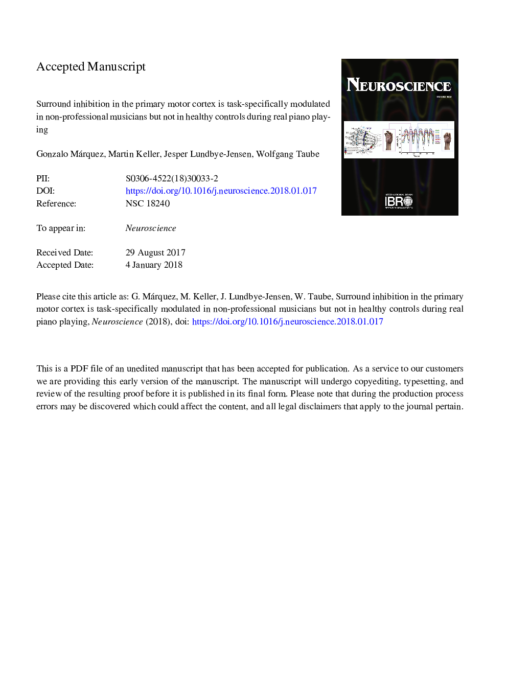 Surround Inhibition in the Primary Motor Cortex is Task-specifically Modulated in Non-professional Musicians but not in Healthy Controls During Real Piano Playing