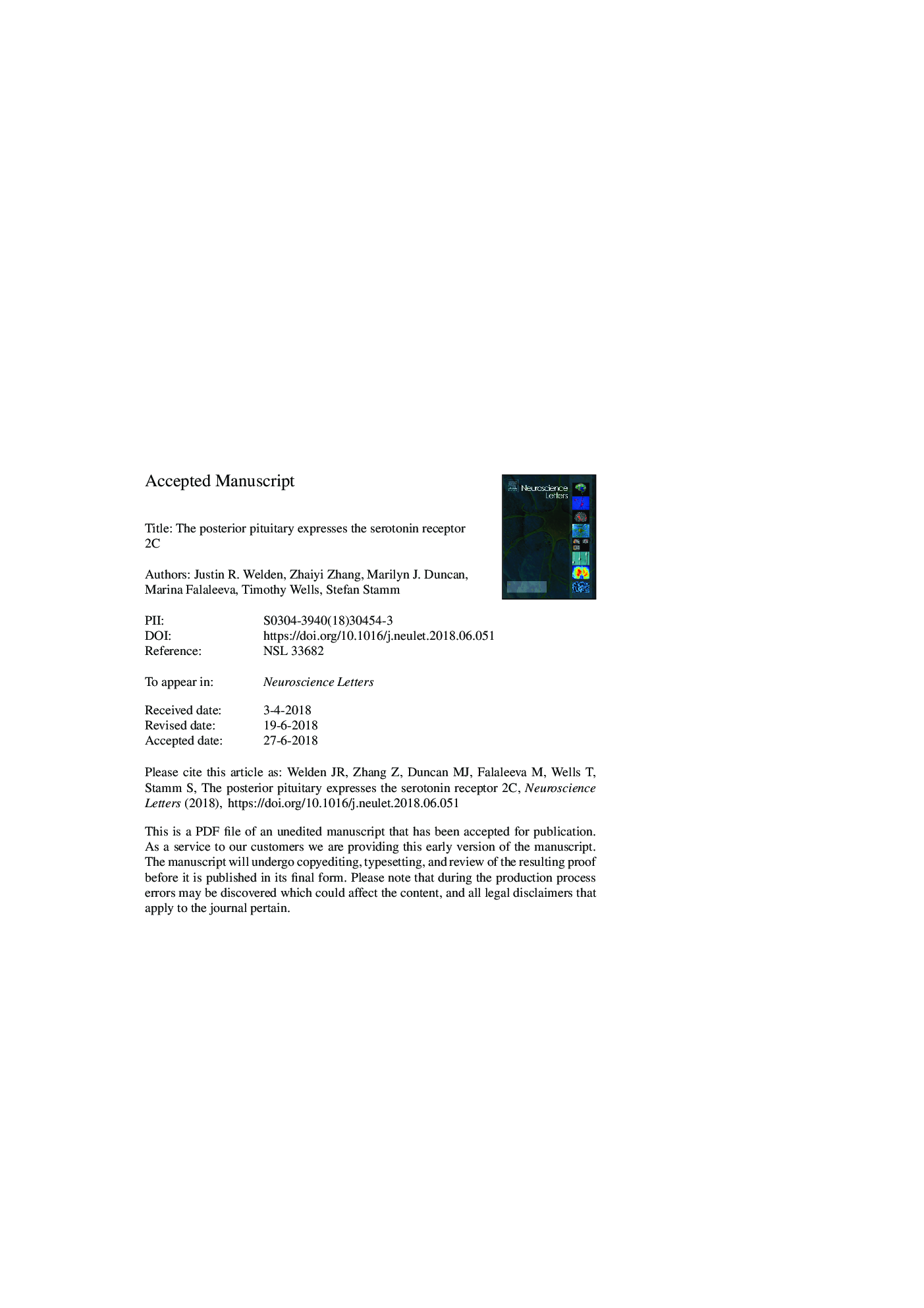 The posterior pituitary expresses the serotonin receptor 2C