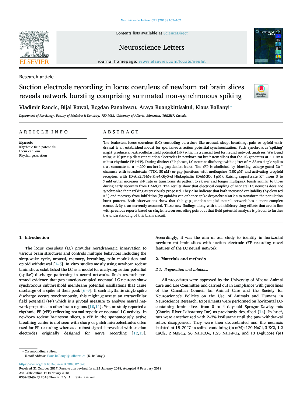 Suction electrode recording in locus coeruleus of newborn rat brain slices reveals network bursting comprising summated non-synchronous spiking