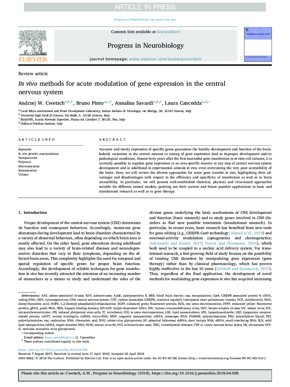 In vivo methods for acute modulation of gene expression in the central nervous system