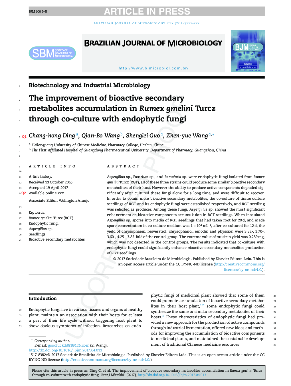 The improvement of bioactive secondary metabolites accumulation in Rumex gmelini Turcz through co-culture with endophytic fungi