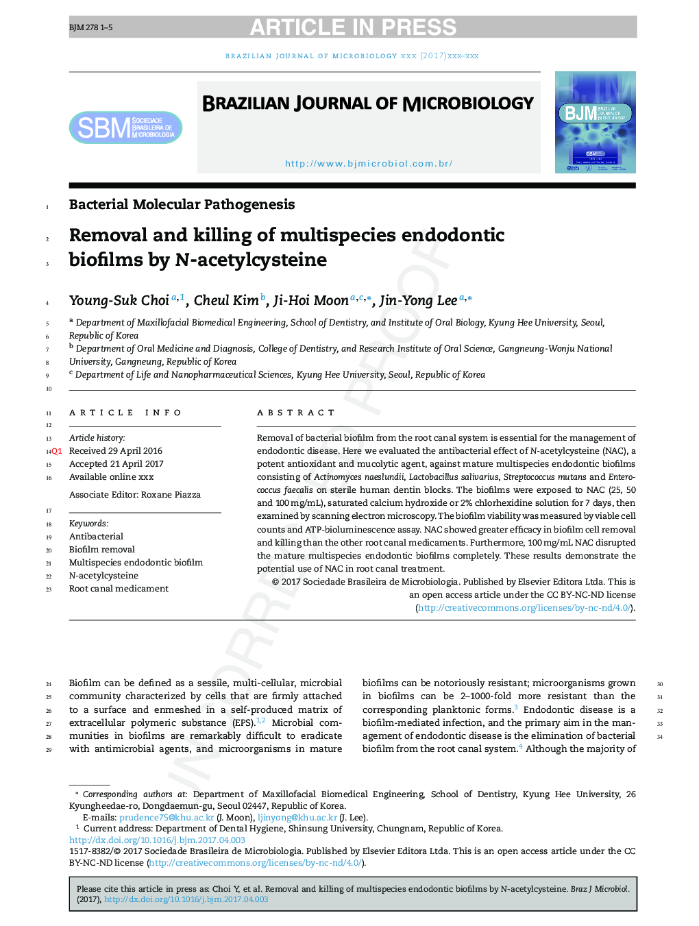 Removal and killing of multispecies endodontic biofilms by N-acetylcysteine