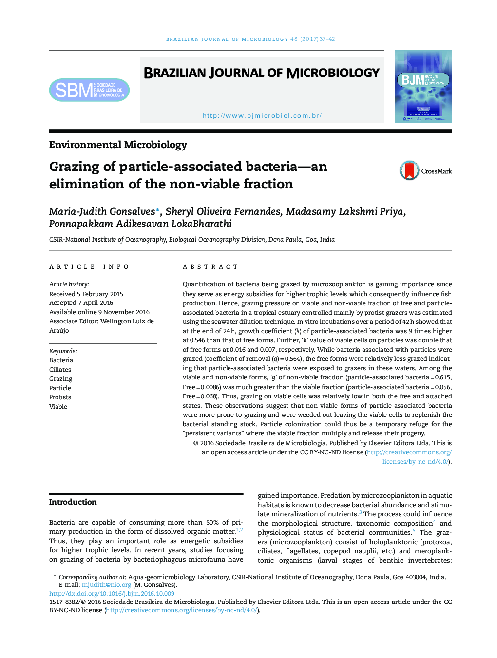 Grazing of particle-associated bacteria-an elimination of the non-viable fraction